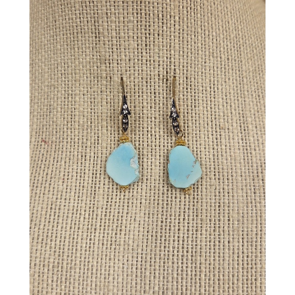 Unique Sterling Silver & Lavender Turquoise‎ Dangle Earrings Vermeil 925